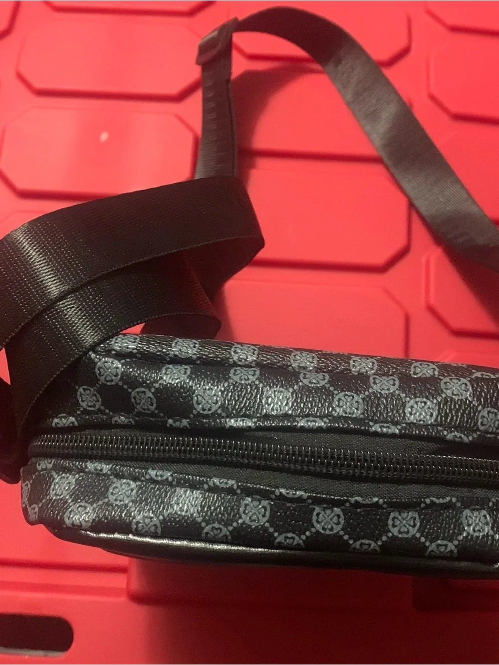 Black Patterned Crossbody Bag with Shark Tooth Graphic #crossbody #unisex backpk
